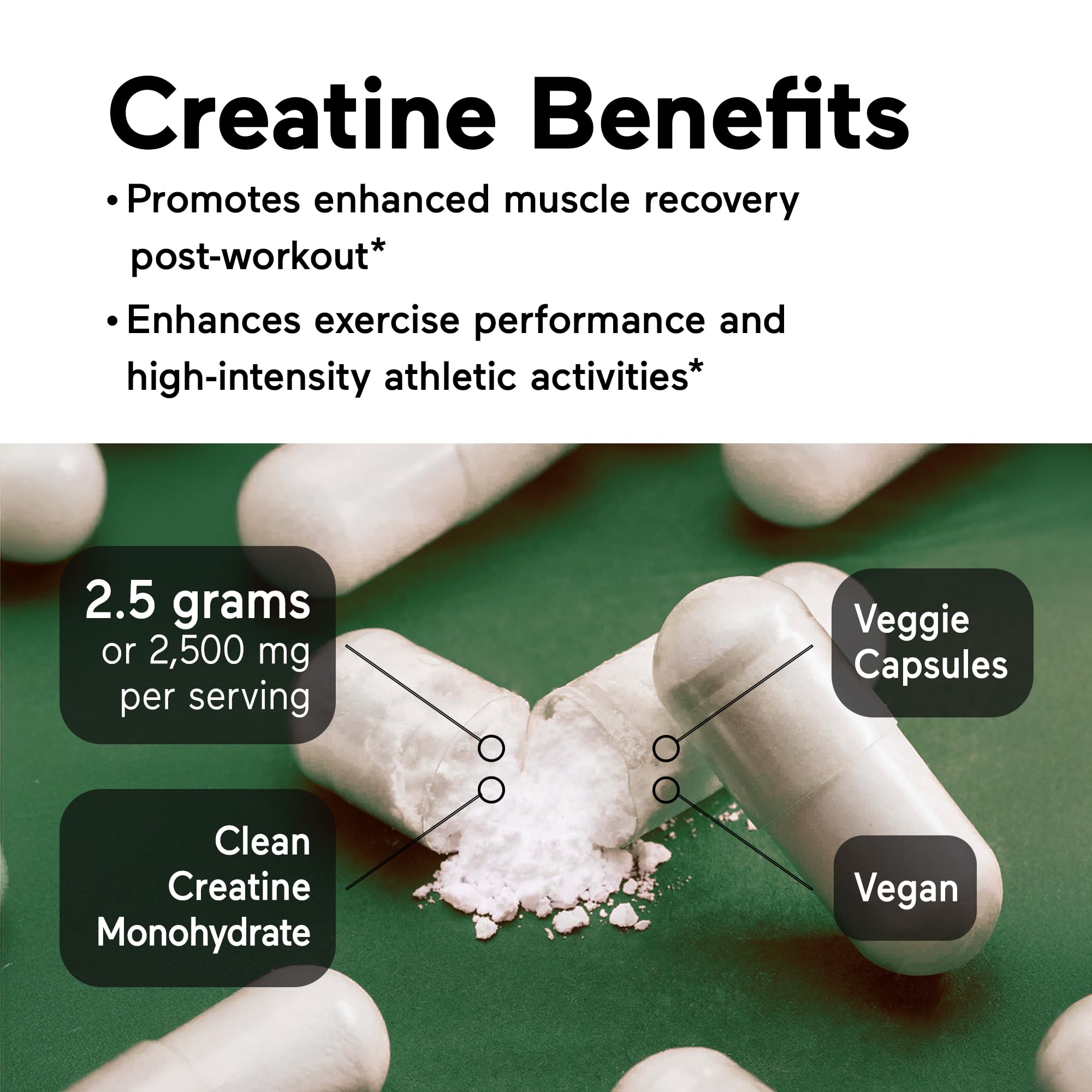 SMARTERNUTRITION creatine monohydrate pills dispensing scoop illustration.