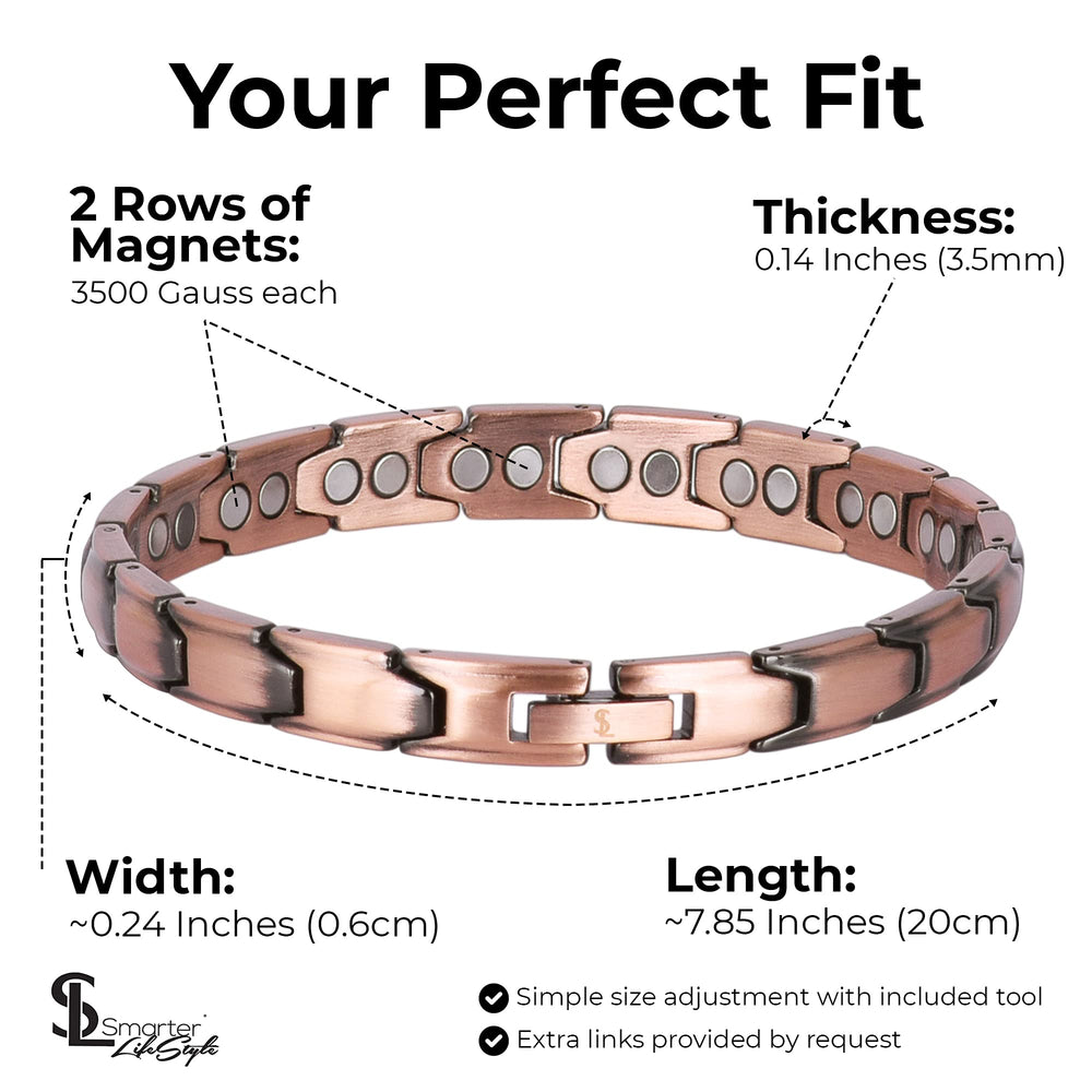 Smarter LifeStyle copper magnetic bracelet clasp detail highlighting secure closure.