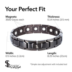 Unisex design of the Smarter LifeStyle titanium magnetic bracelet.