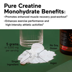 SMARTERNUTRITION creatine powder label close-up highlighting third-party tested quality.
