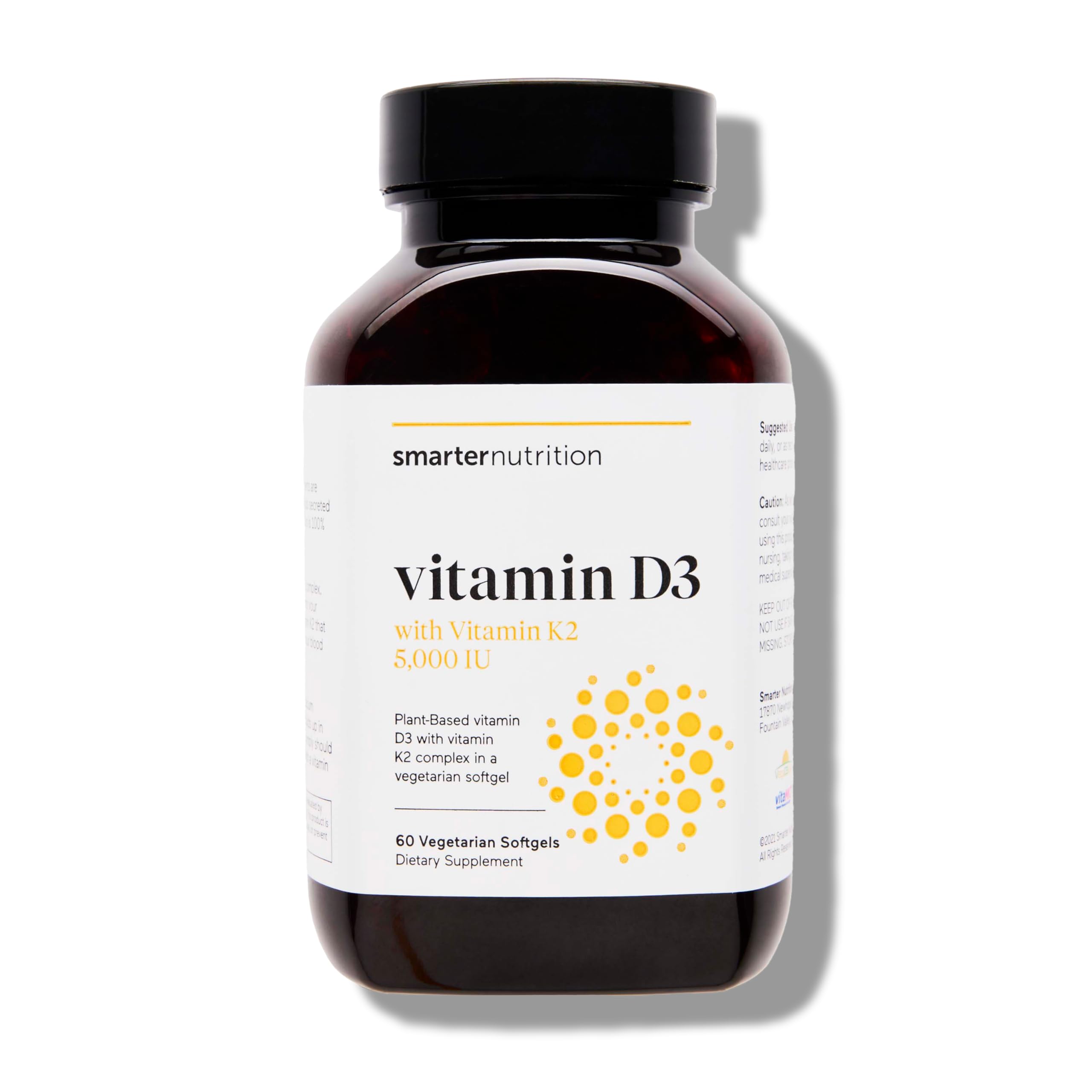 SMARTERNUTRITION vegan D3K2 bottle closeup for daily immune and bone support