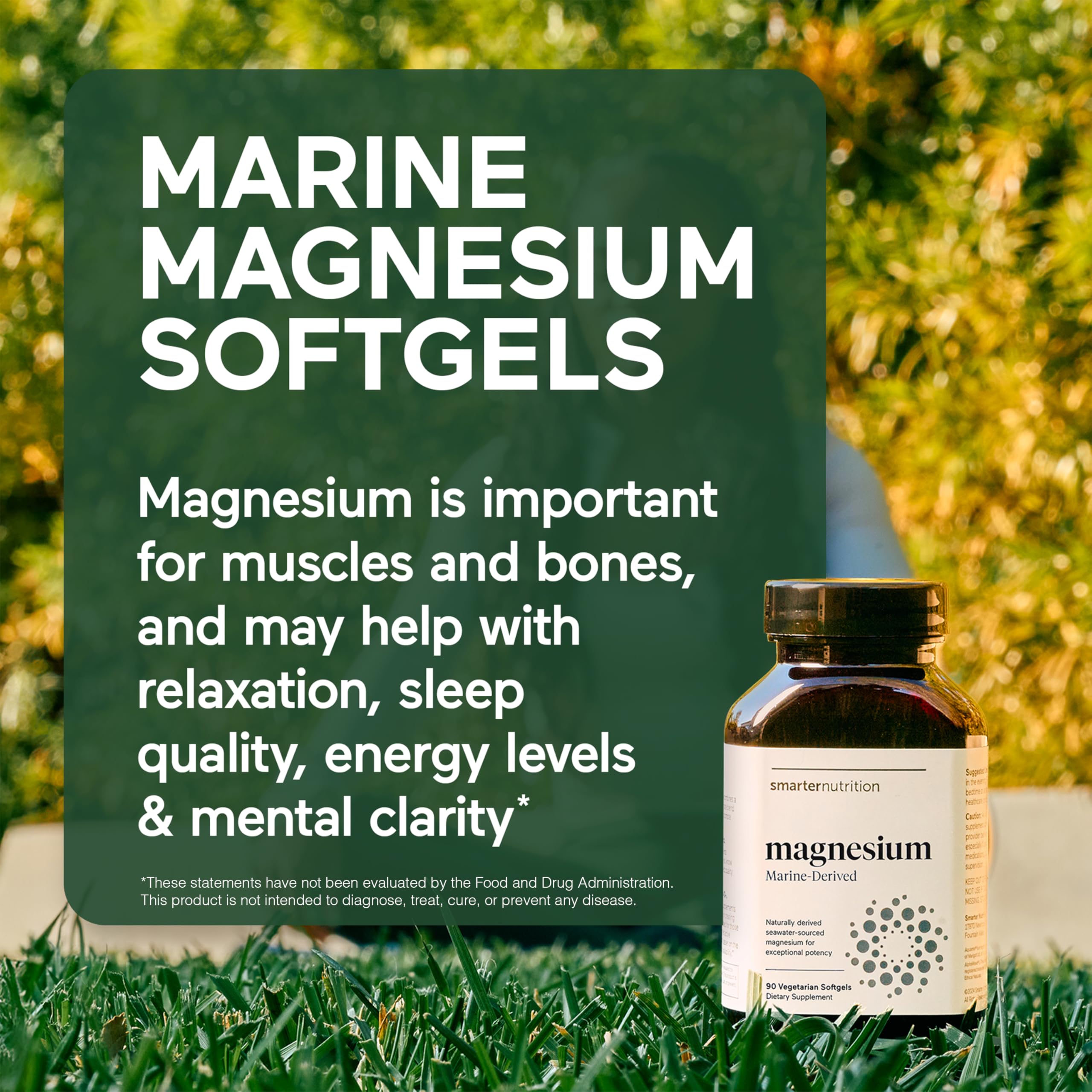 SMARTERNUTRITION Aquamin magnesium mineral complex label signals high bioavailability.