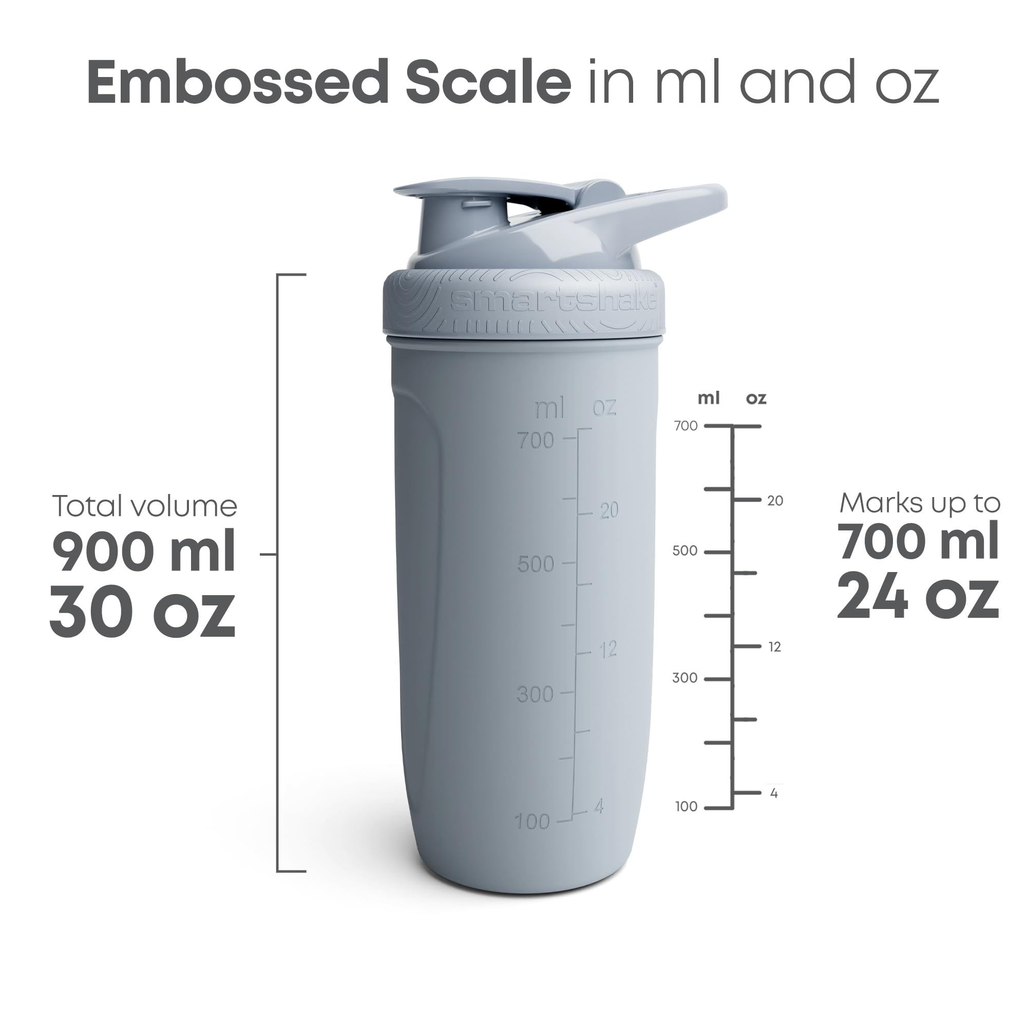 Smartshake Batman bottle featuring loop handle and silicone base for quiet, stable transport.