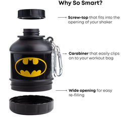 Smartshake Justice League bottle close-up shows leak-proof cap and durable design