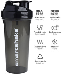 Smartshake Lite 800ml bottle dishwasher safe for quick cleanup.
