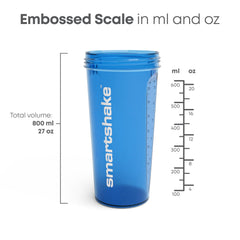 Smartshake Lite 800ml bottle with mixer net delivers smooth shakes.