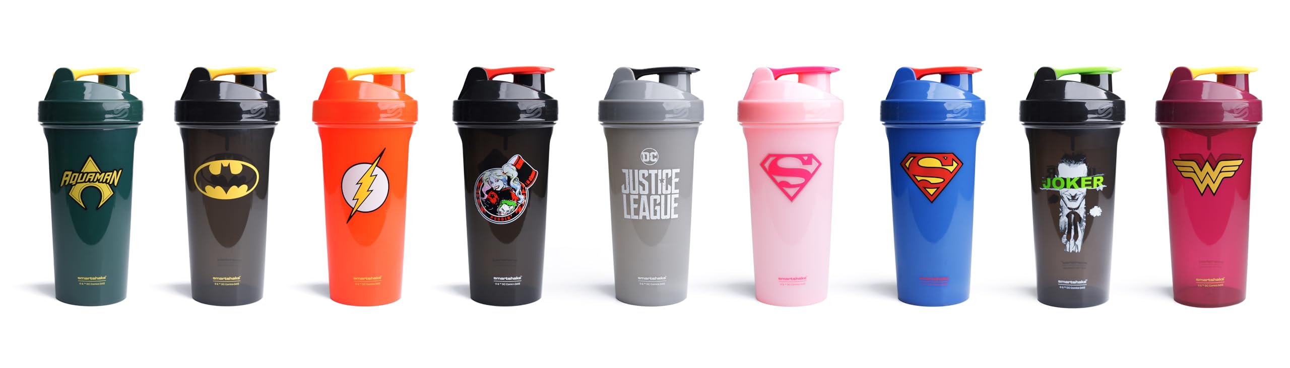SmartShake Lite Superman bottle holds 800ml, perfect for pre-workout drinks.