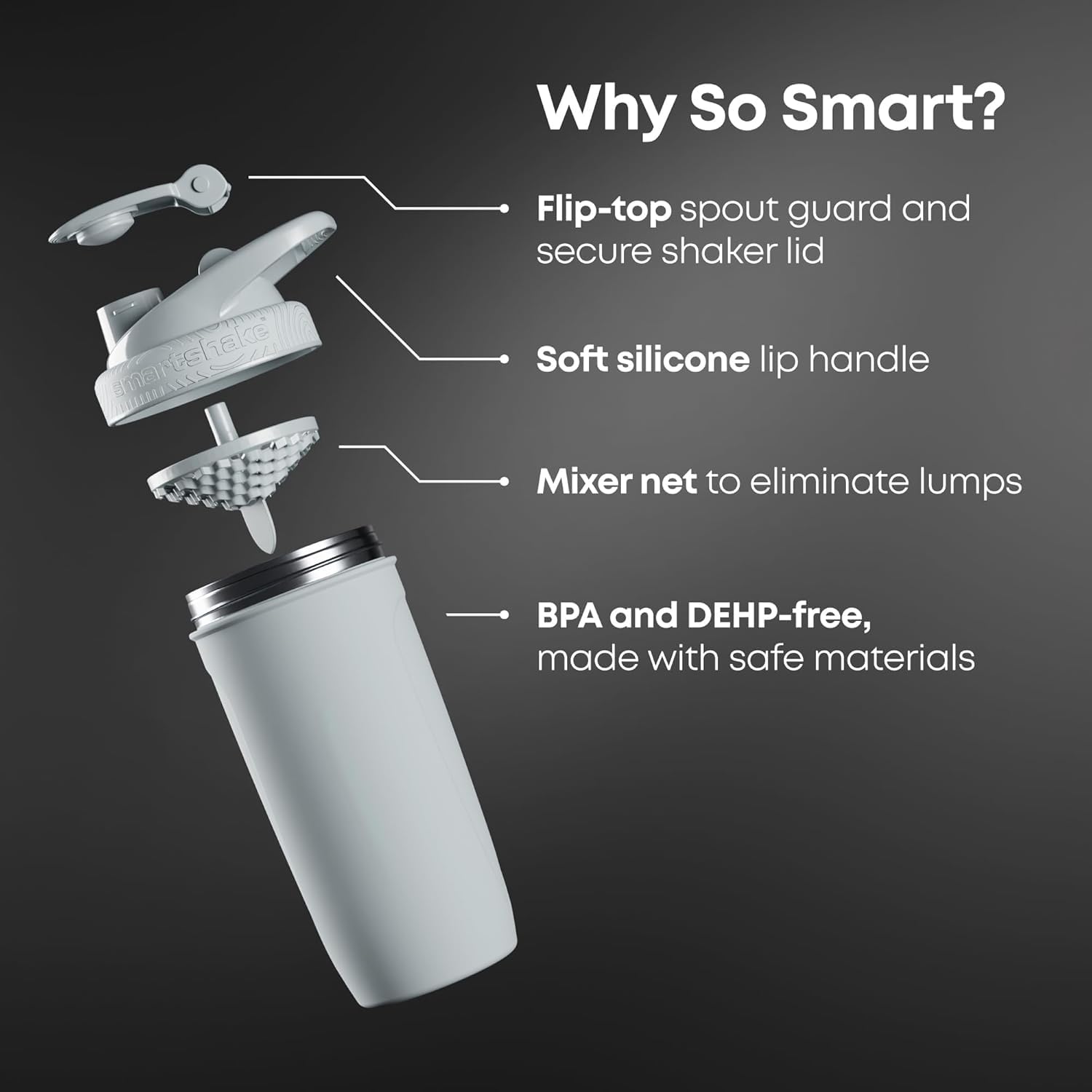Smartshake Reforce bottle holds 900 ml (30 oz) for long sessions.