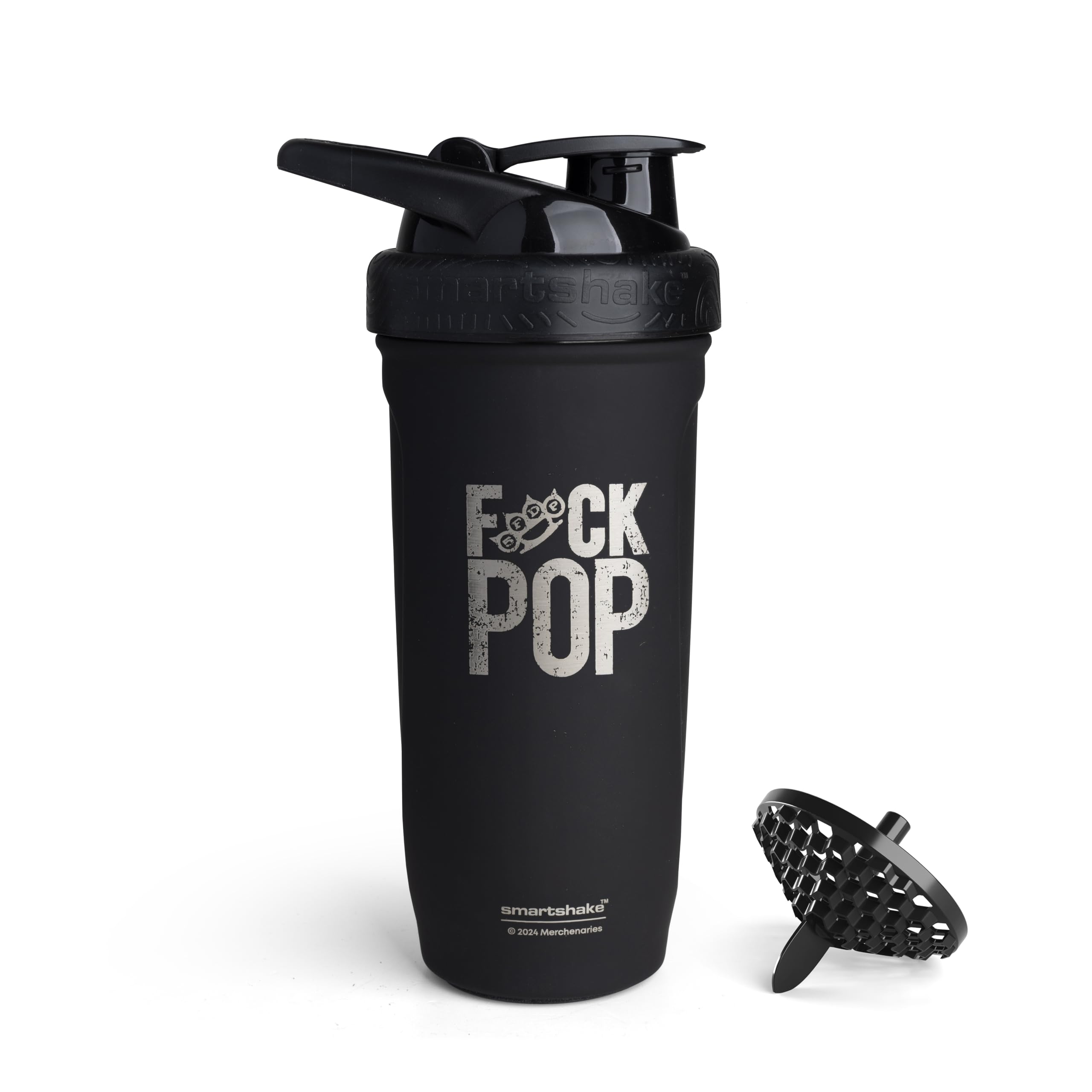 Smartshake Rockband Reforce bottle front view with black matte finish for easy grip