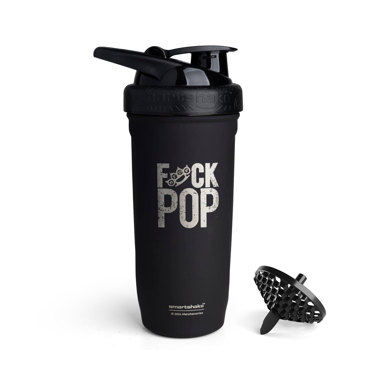 Smartshake Rockband Reforce bottle front view with black matte finish for easy grip
