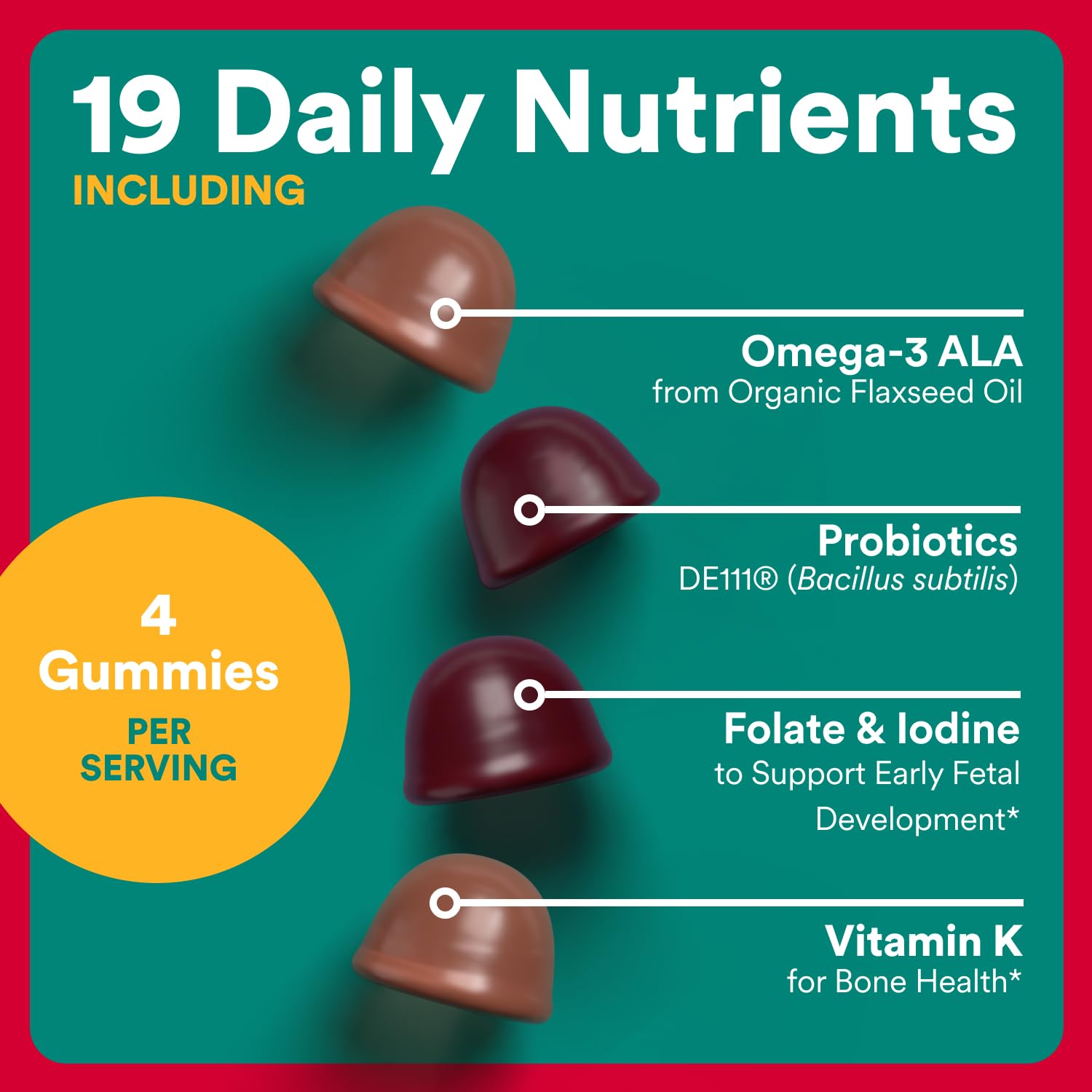 Blueberry flavor SmartyPants Organic Prenatal Gummies for tasty routine