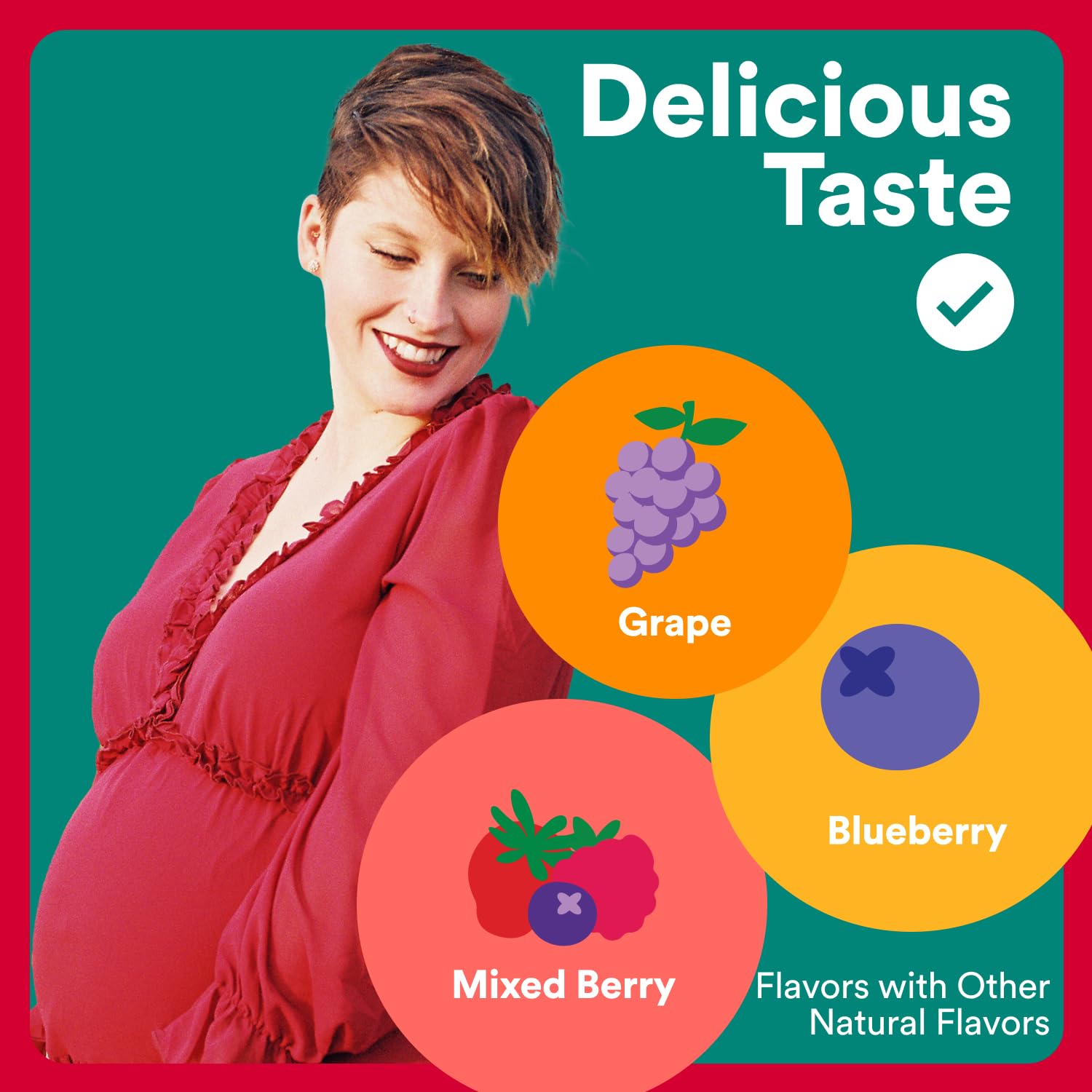 Ingredients panel of SmartyPants Organic Prenatal Gummies shows 19 nutrients