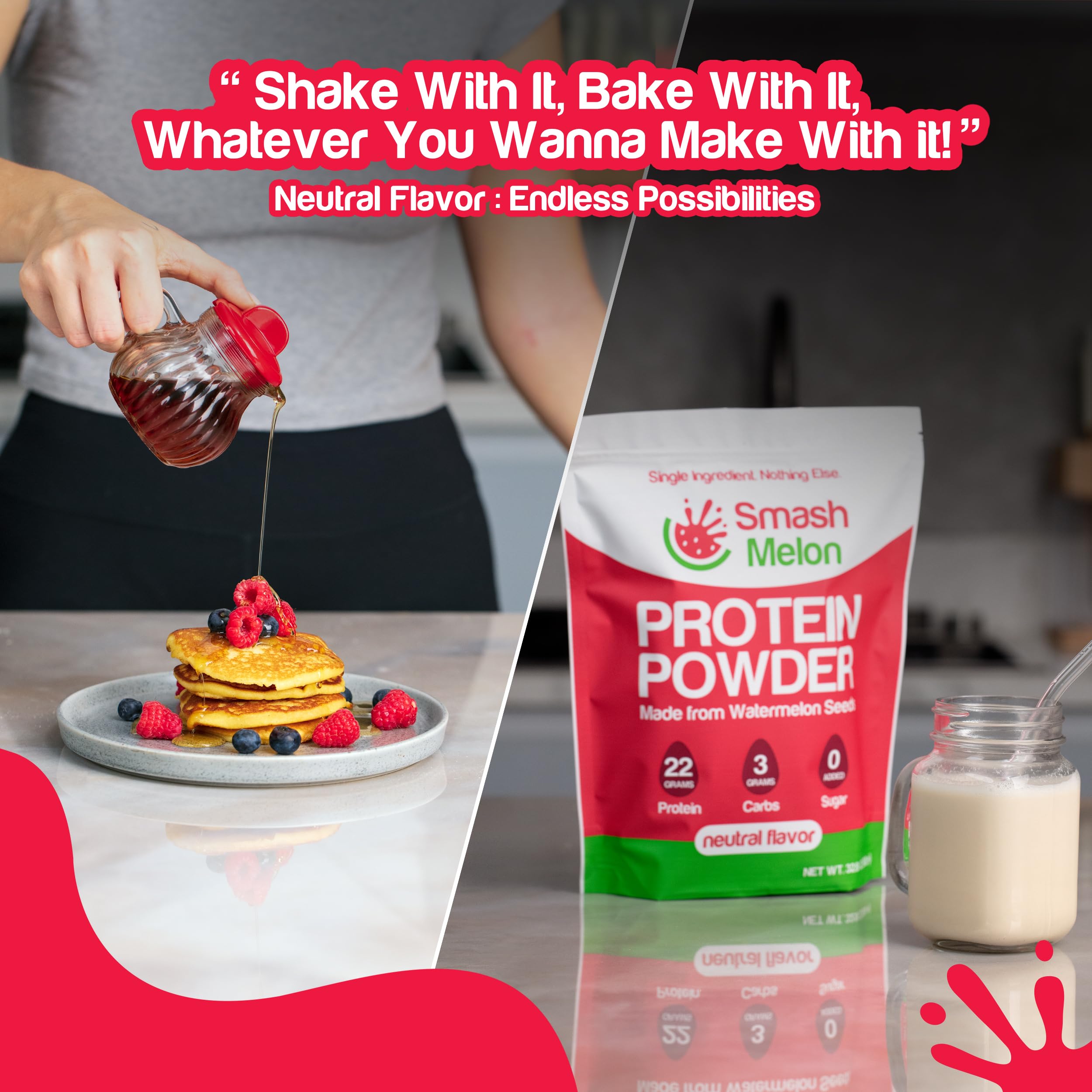 Smash Melon watermelon protein powder ready to bake into recipes.