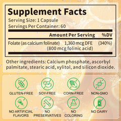 Capsules close-up showing easy-absorb folinic acid for gentle energy