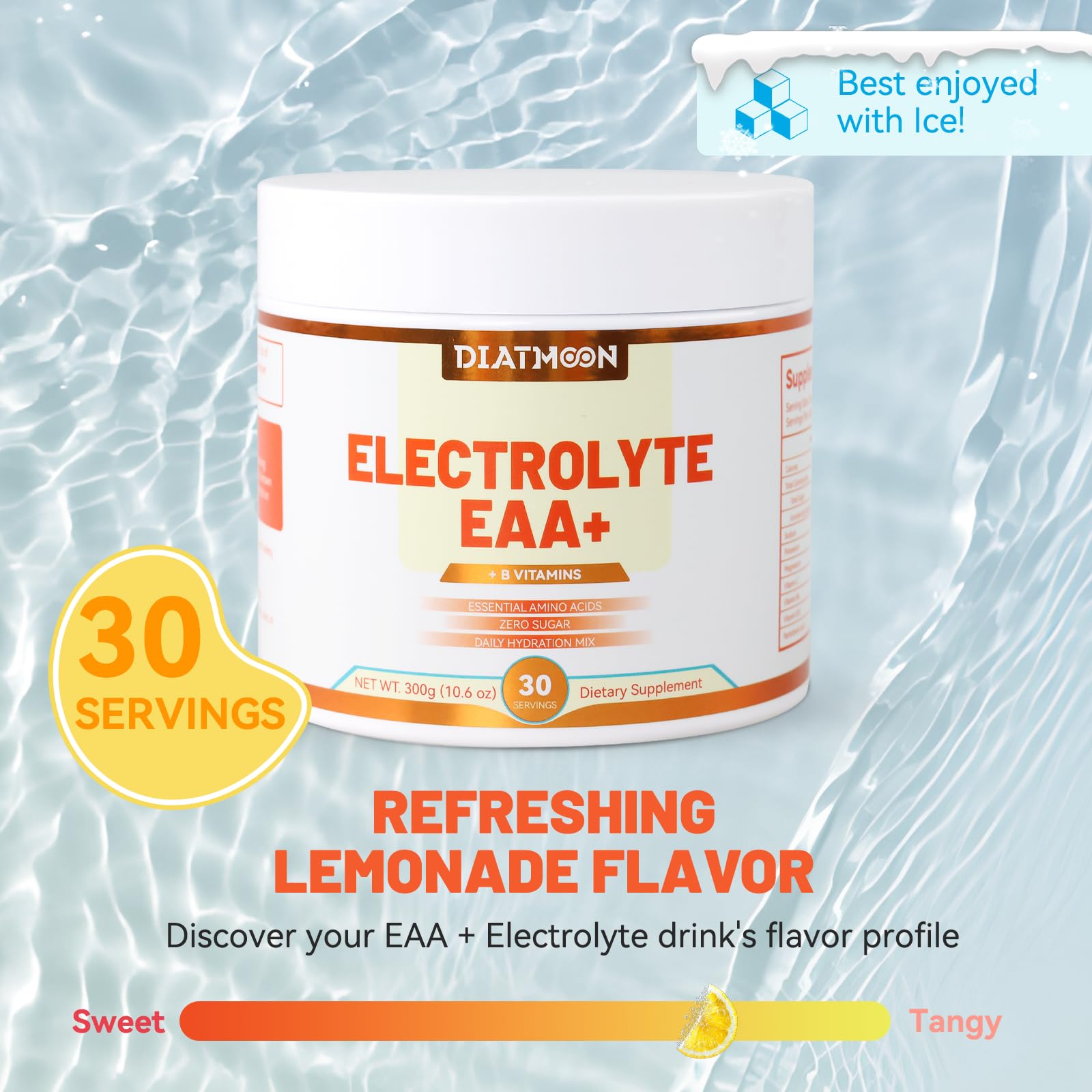 SmildeHeal EAAs electrolytes lemonade dissolving in water for a refreshing drink.
