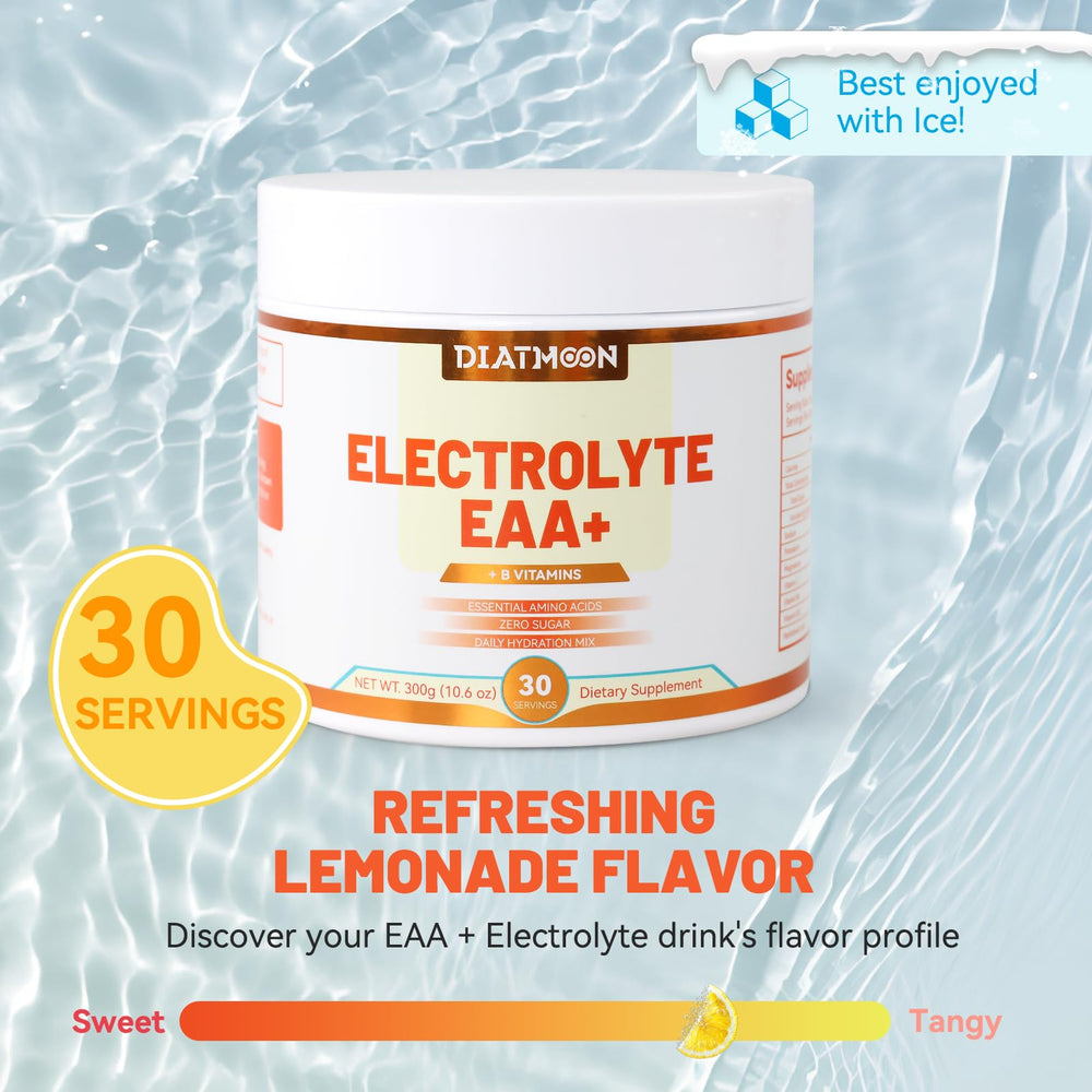SmildeHeal EAAs electrolytes lemonade dissolving in water for a refreshing drink.
