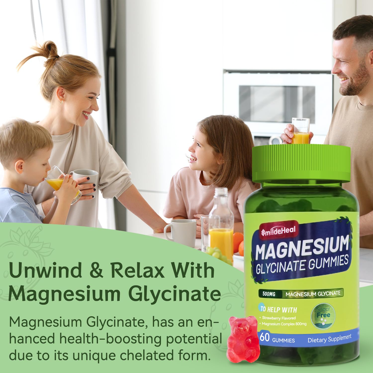 SmildeHeal magnesium gummies daily-use scene emphasizes simplicity and routine.