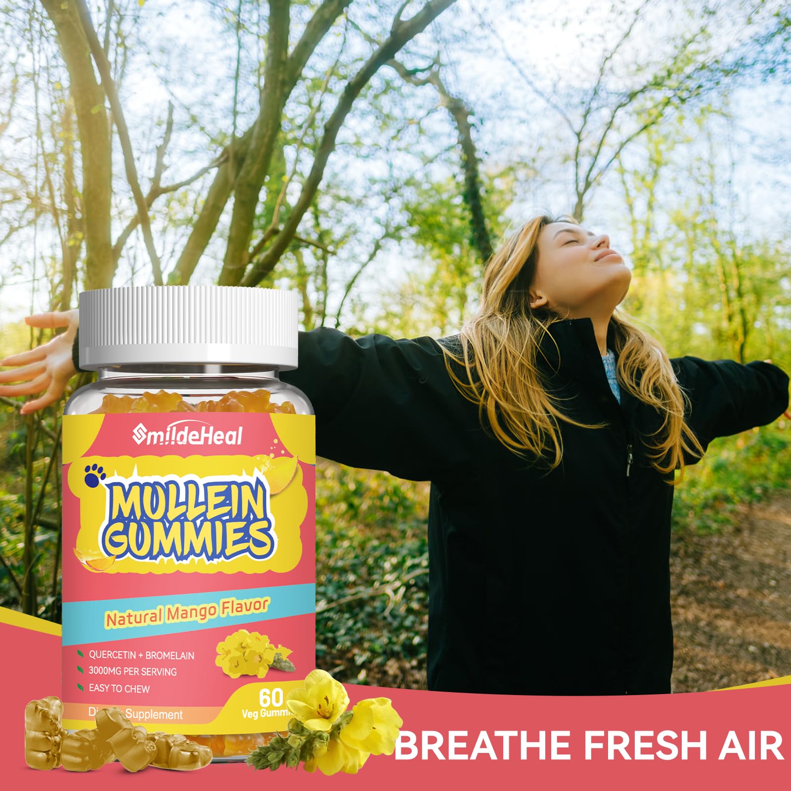 Mullein leaf extract detail on SmildeHeal packaging