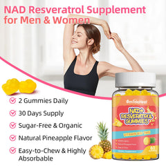 SmildeHeal NAD+ Resveratrol gummies natural pectin chew close-up.