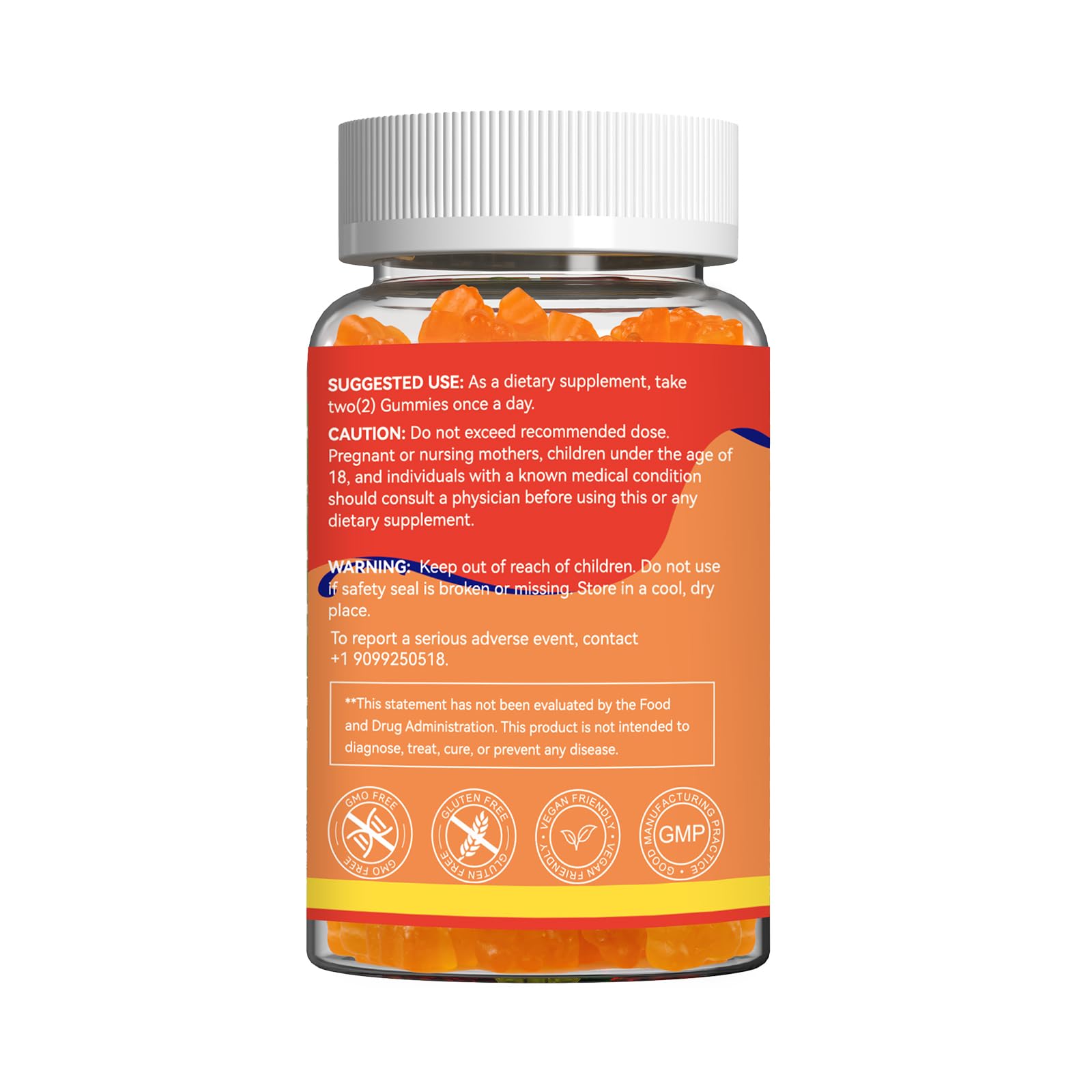 SmildeHeal Omega-3 Gummies bottle side label shows nutrition details