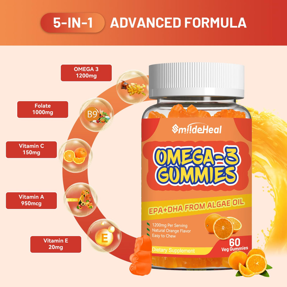 Close-up of SmildeHeal Omega-3 Gummies displaying chewy texture