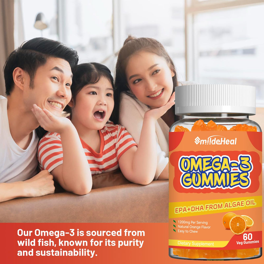 Kids-friendly serving with SmildeHeal Omega-3 Gummies on a plate