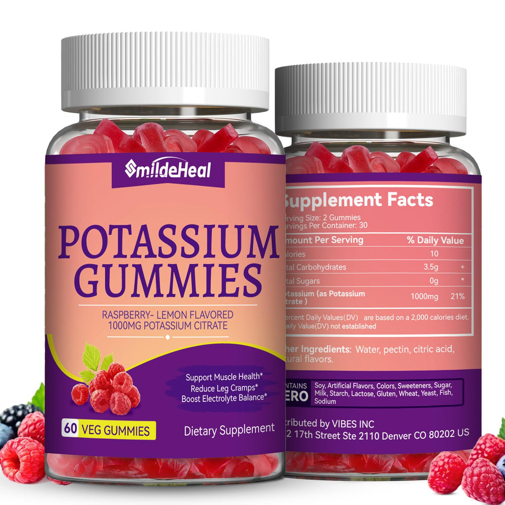 SmildeHeal potassium gummies 1000mg pack front view for daily support