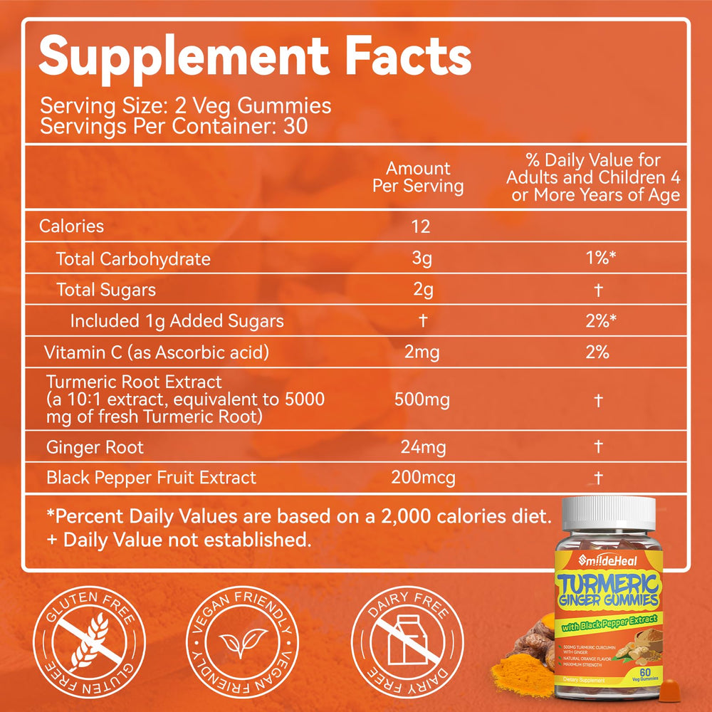 Close-up of SmildeHeal orange gummies in a bottle for easy daily enjoyment.