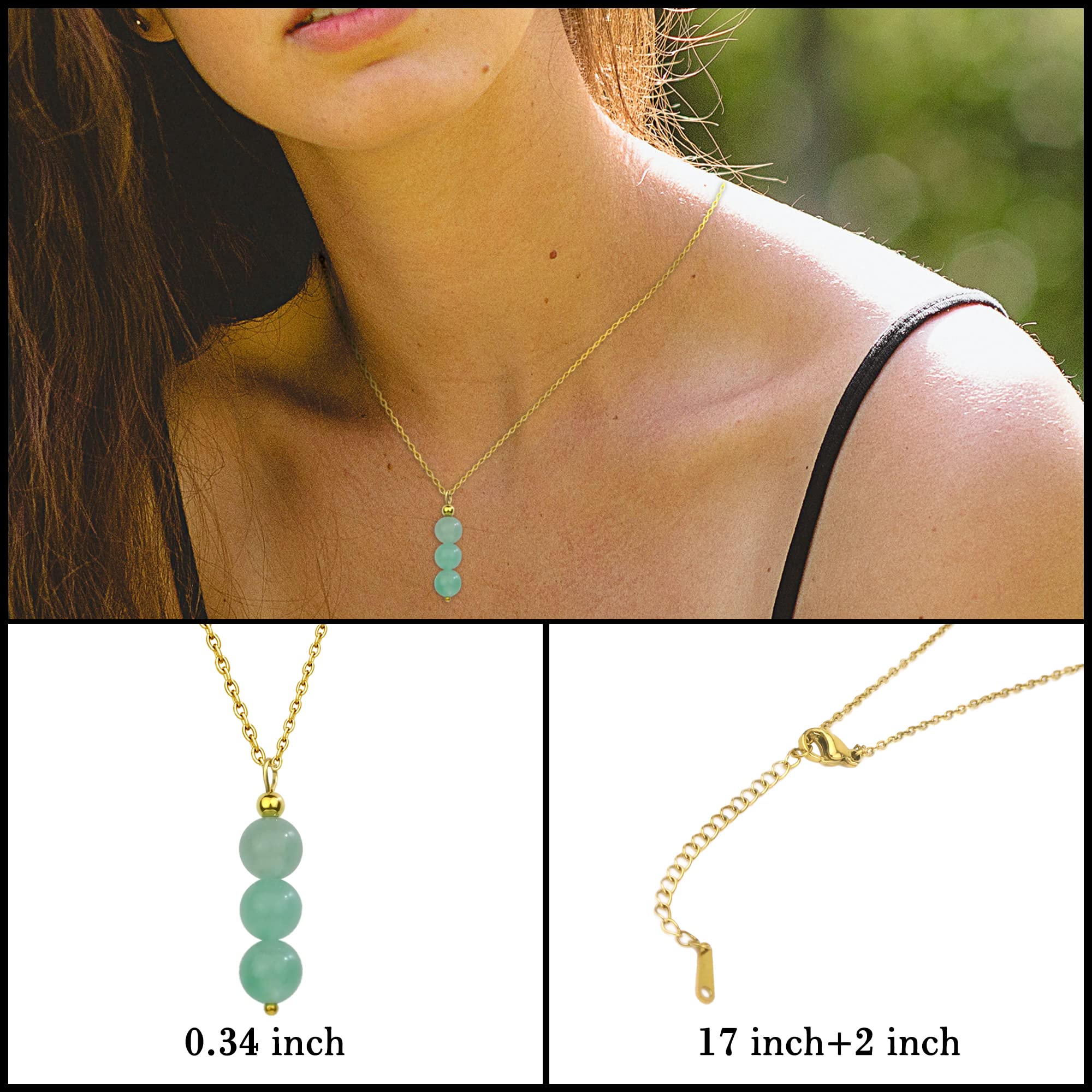 SmileBelle Jade Necklace on a 14K gold plated chain delivers a refined look