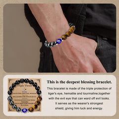 SmileBelle black tourmaline bracelet for men, a discreet stress-relief accessory