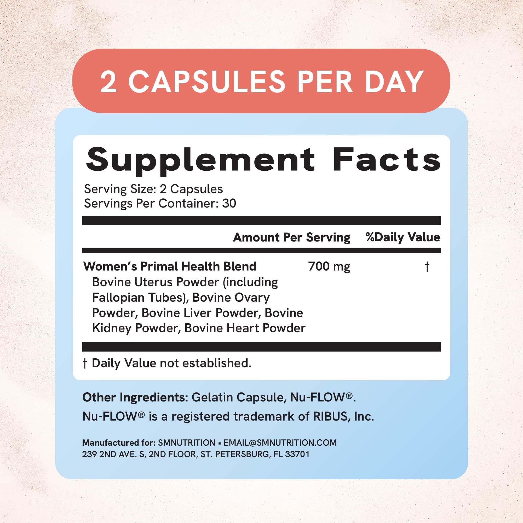 SMNutrition beef organ supplement kidney focus with mineral-rich profile for daily energy.