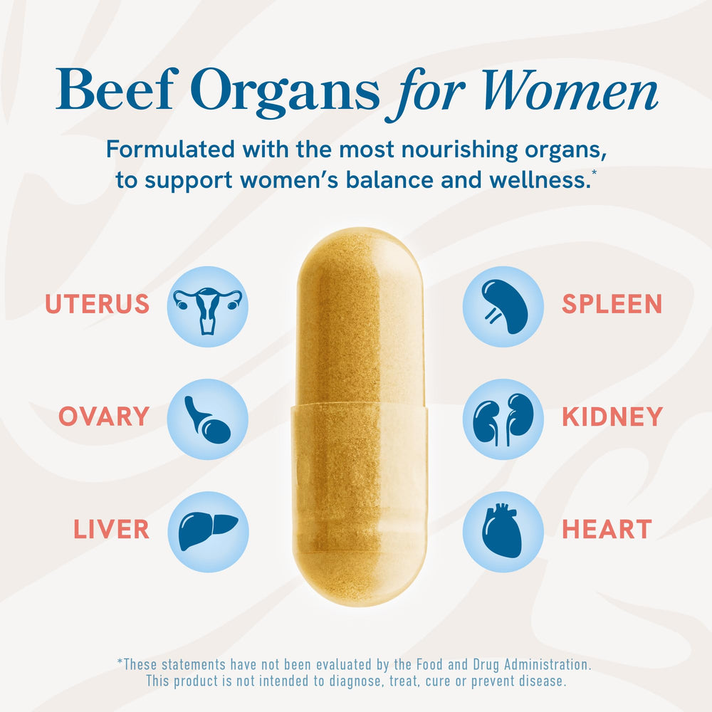SMNutrition uterus-focused beef organ supplement image highlighting women's wellness.
