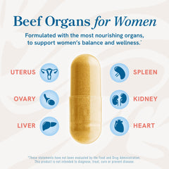 SMNutrition uterus-focused beef organ supplement image highlighting women's wellness.