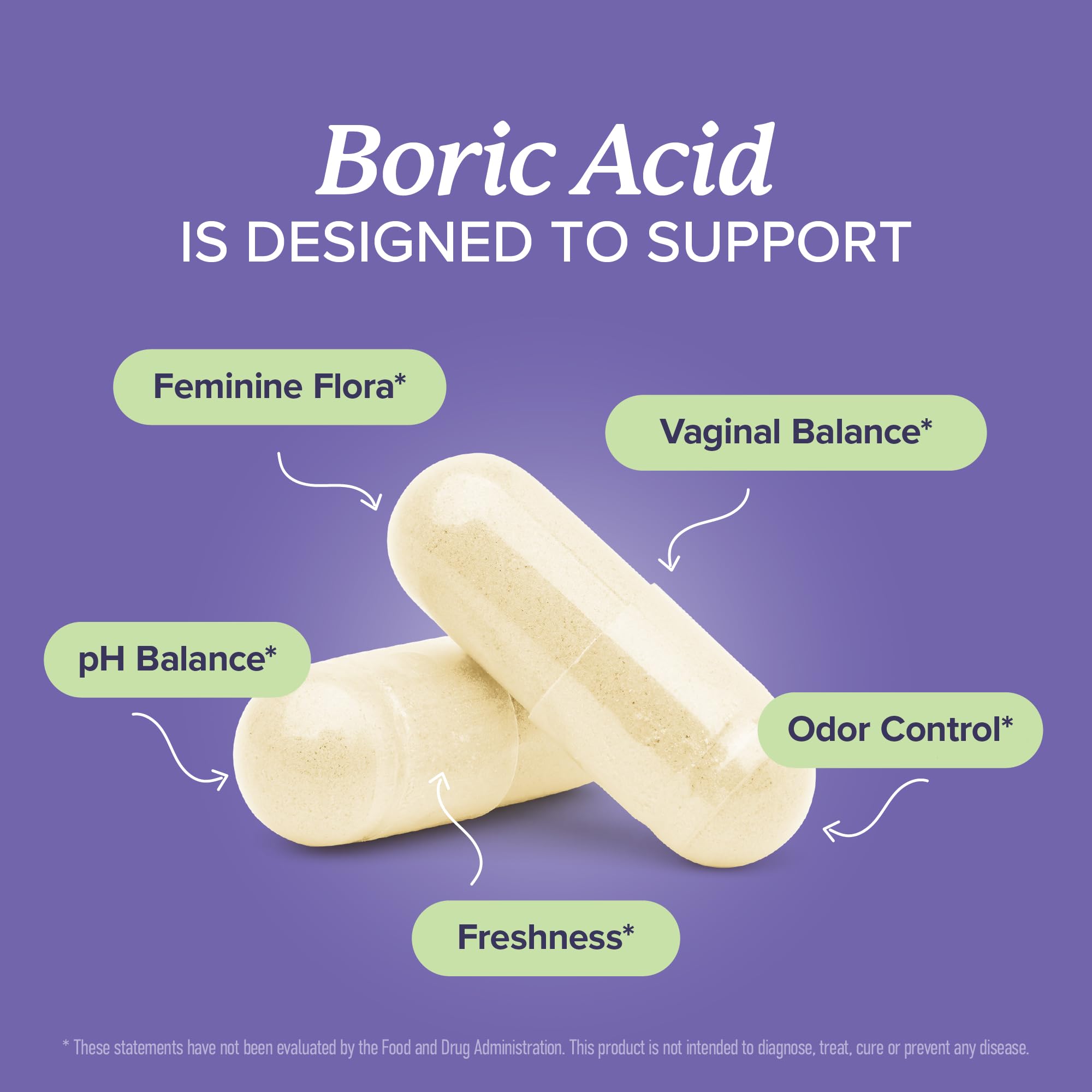SMNutrition boric acid suppositories bottle front shows unscented vegan formula
