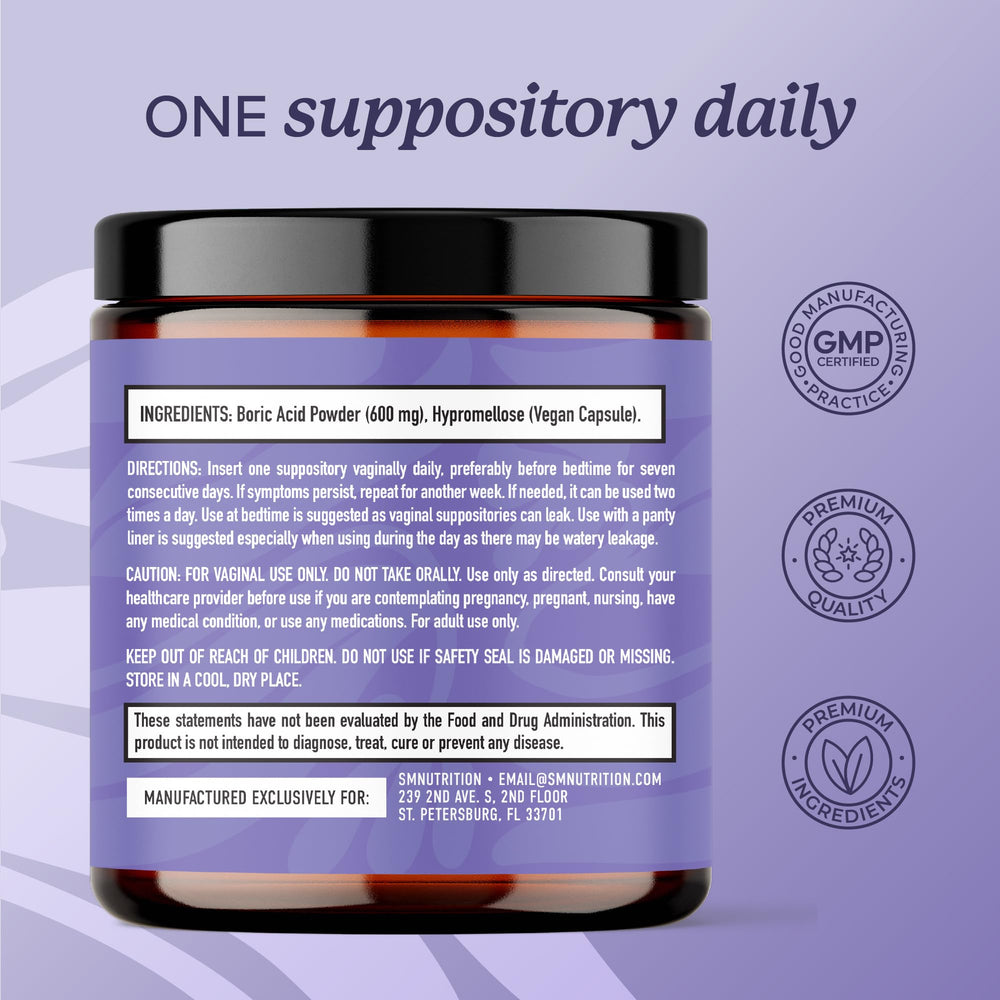 SMNutrition boric acid suppositories during night use promote comfort and balance