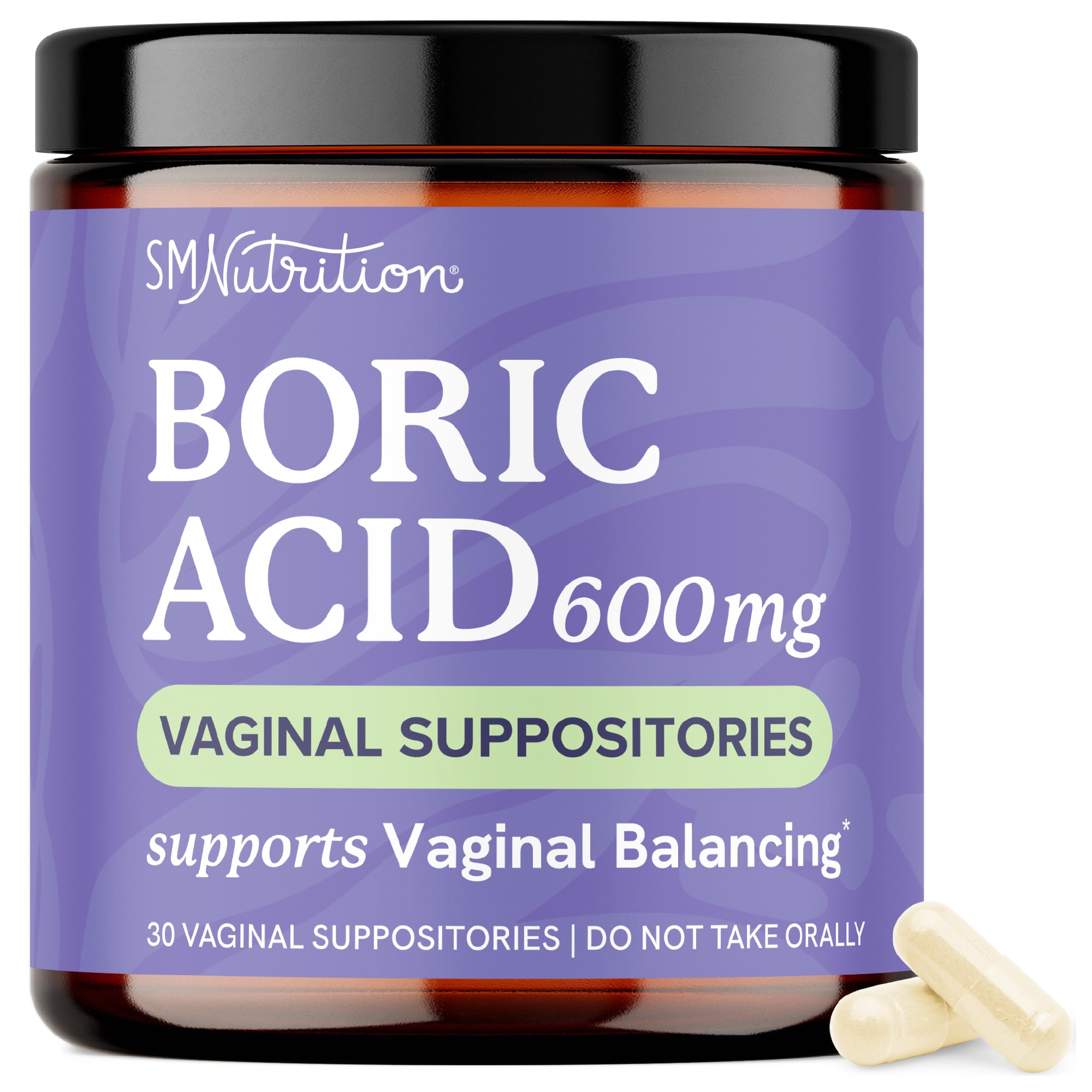 SMNutrition boric acid suppositories pack for vaginal pH balance and odor control
