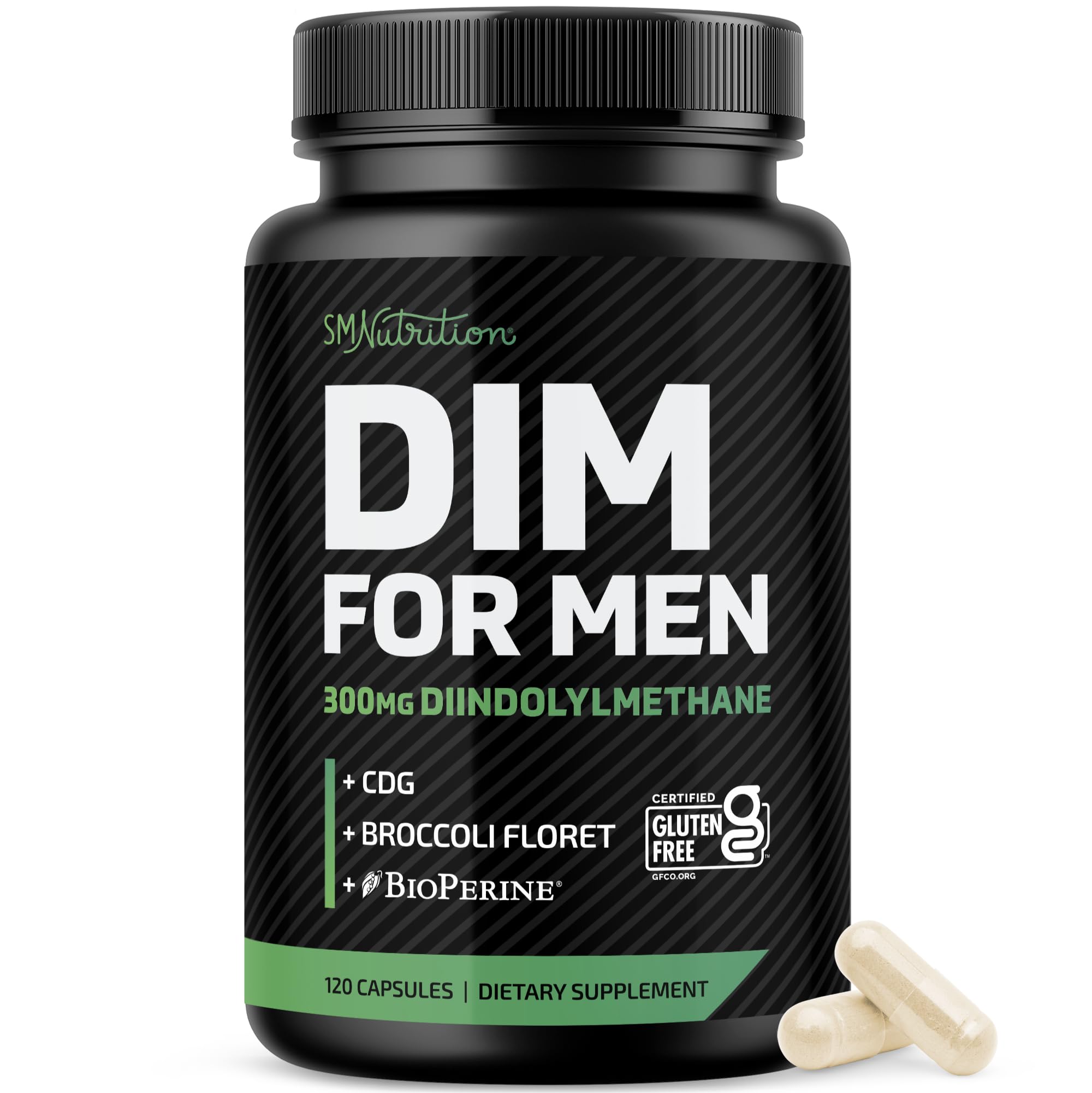 SMNutrition DIM 300mg for Men bottle close-up for daily use
