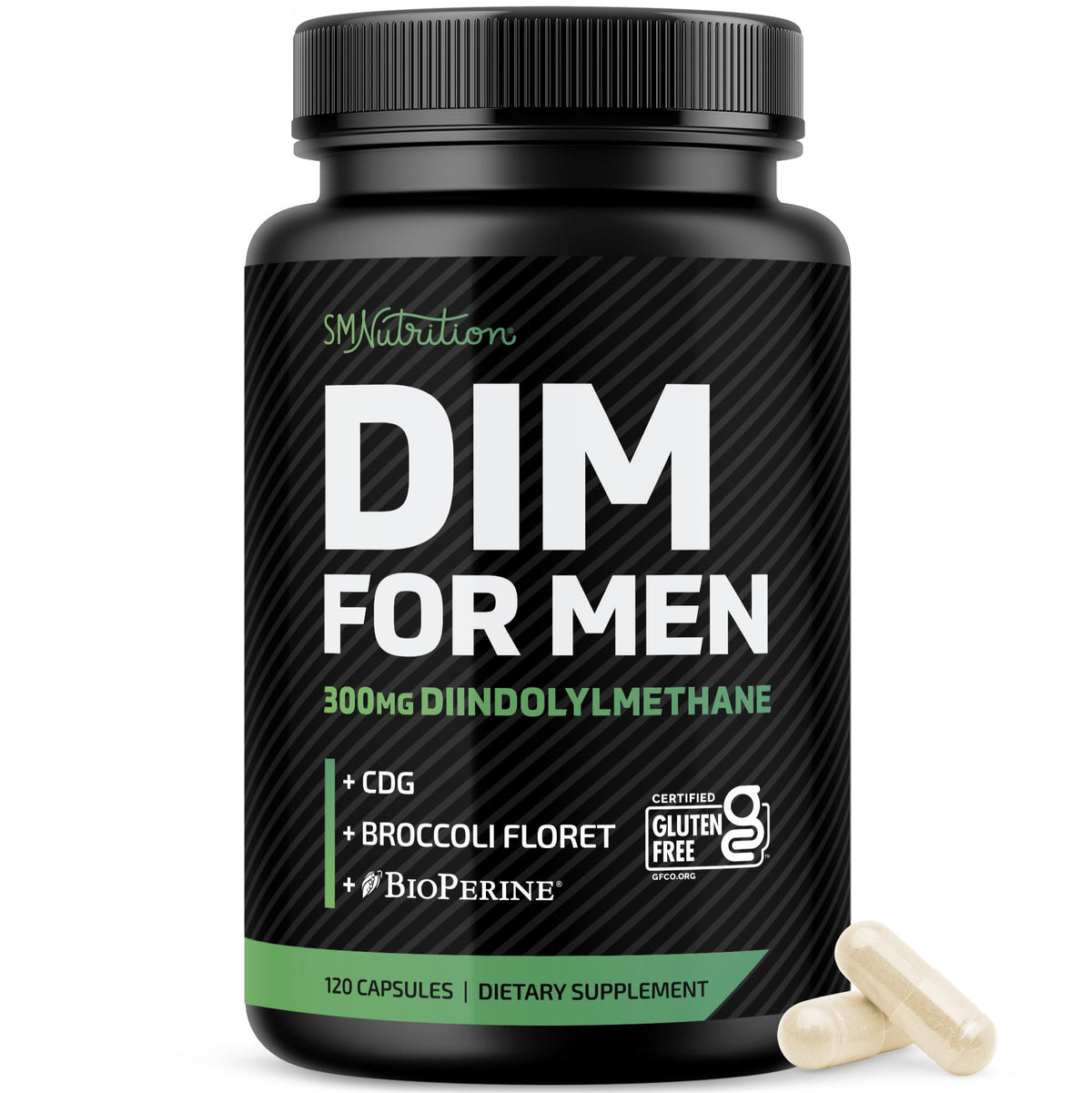 SMNutrition DIM 300mg for Men bottle close-up for daily use