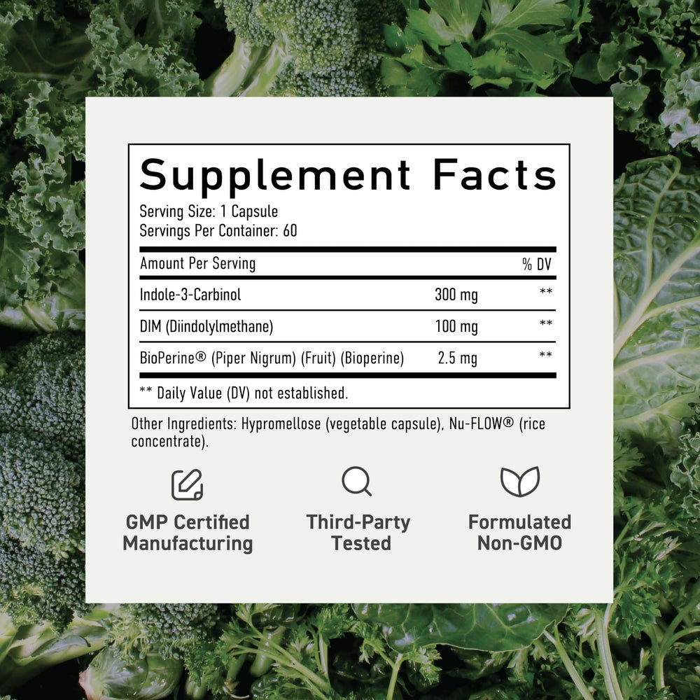 SMNutrition dim-indole-3-carbinol box packaging conveys premium quality.