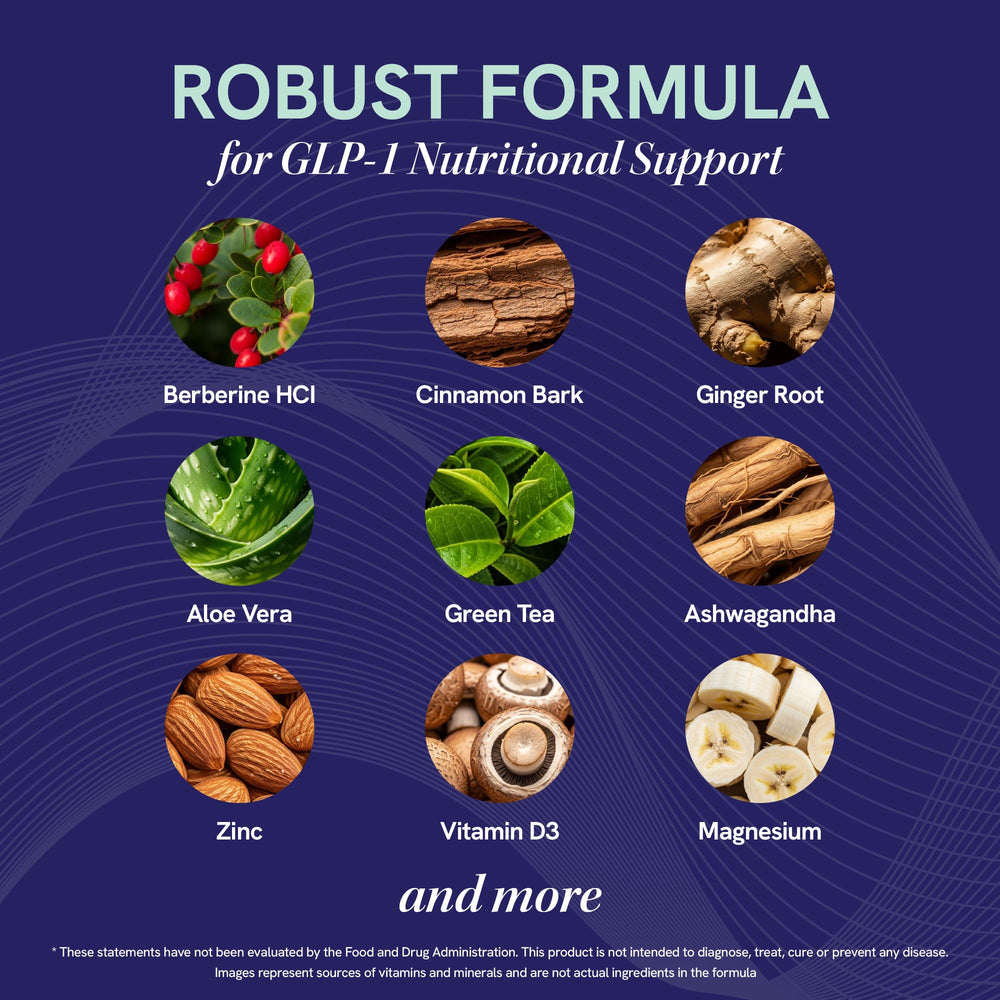 SMNutrition GLP-1 bottle shows Non-GMO and gluten-free labeling