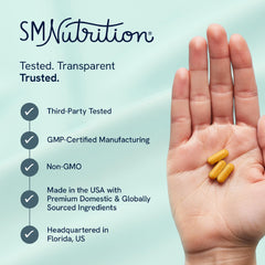Close-up of SMNutrition GLP-1 Probiotic Capsules supporting gut health