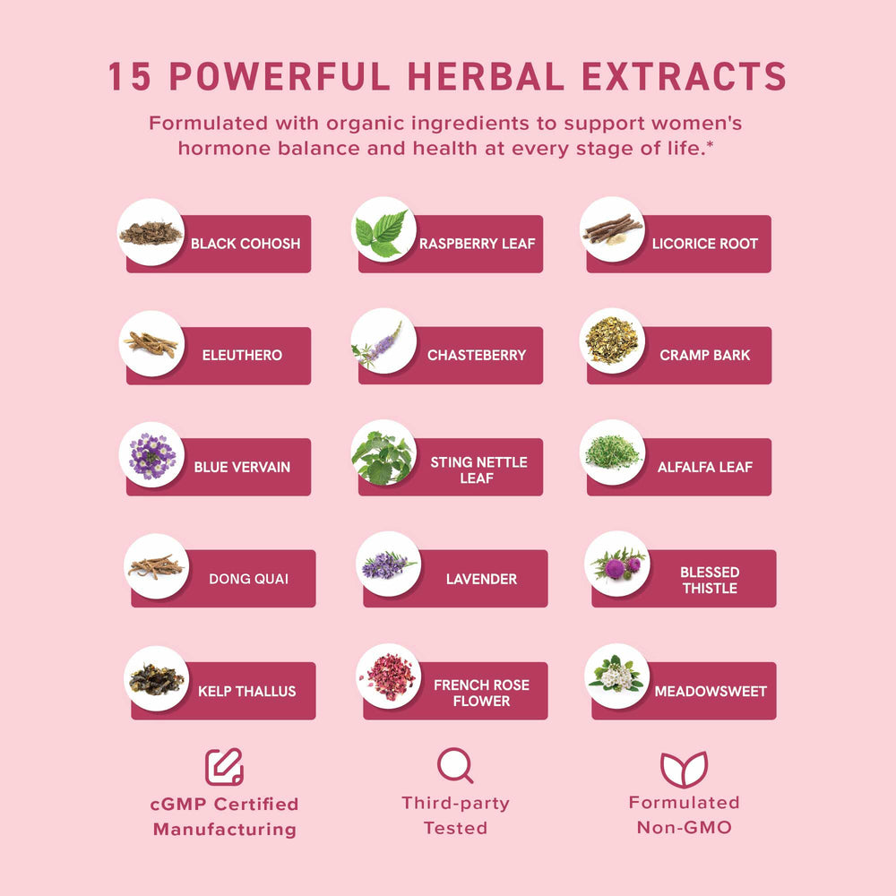 Closeup of SMNutrition organic herbal blend used in Hormone Balance.