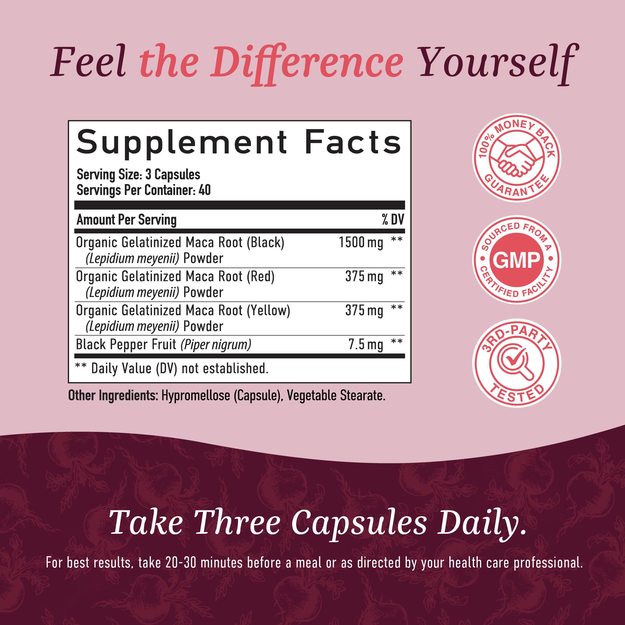 SMNutrition maca root energy support shown for daily routines and activity.