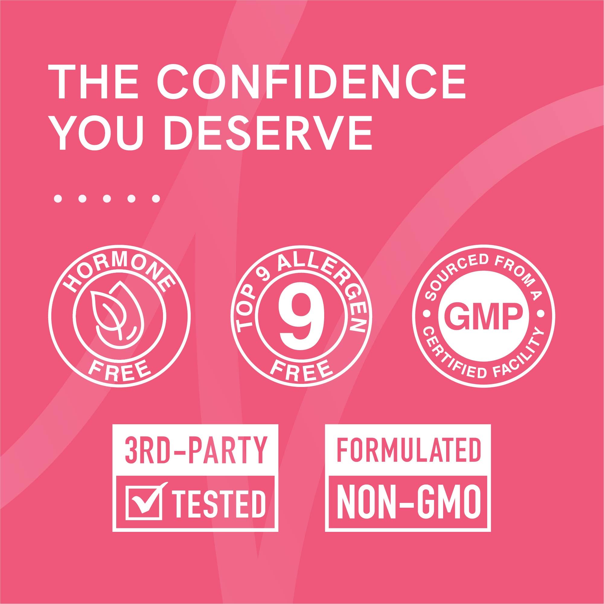 SMNutrition packaging icons emphasize gluten-free and non-GMO ingredients.