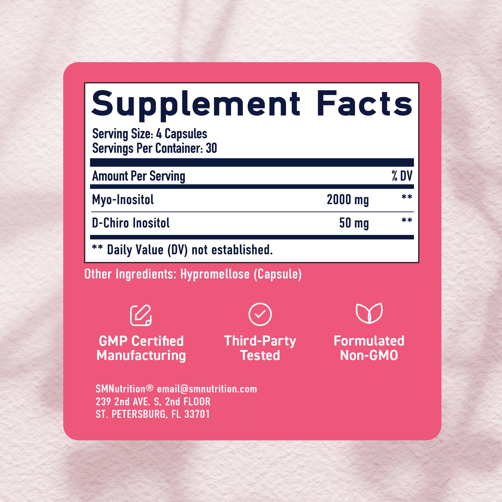 Vegan logo on SMNutrition packaging, plant-based formula for feminine health