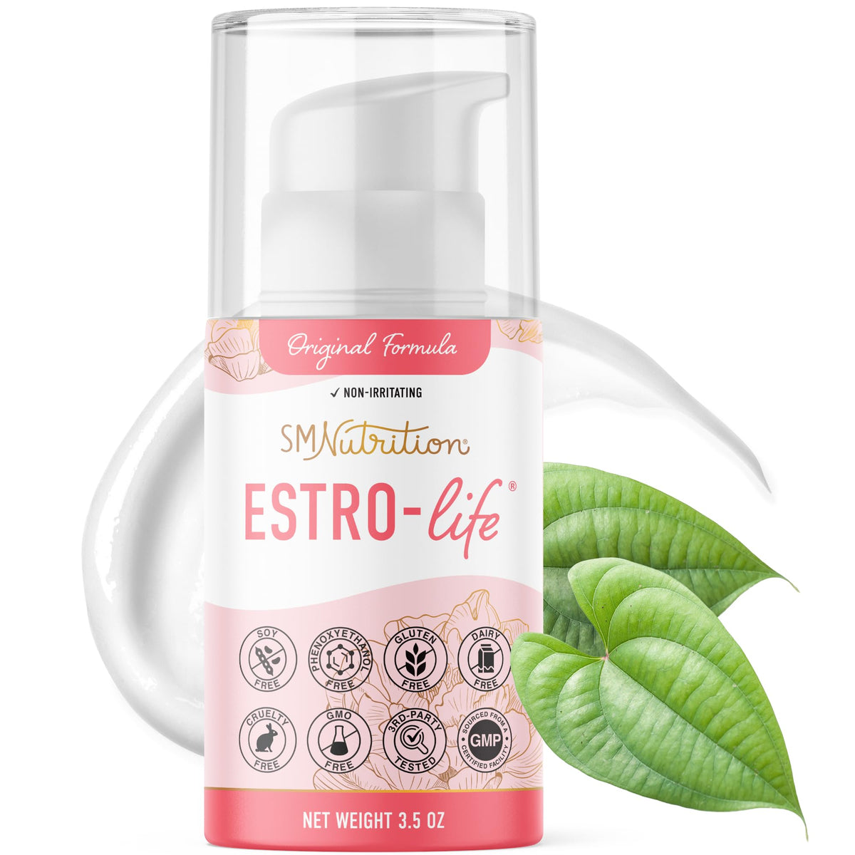 SMNutrition Estro-Life bottle front view for daily skin balancing care