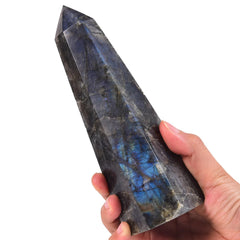 SMOHEAL Labradorite tower apex point for meditation and energy focus
