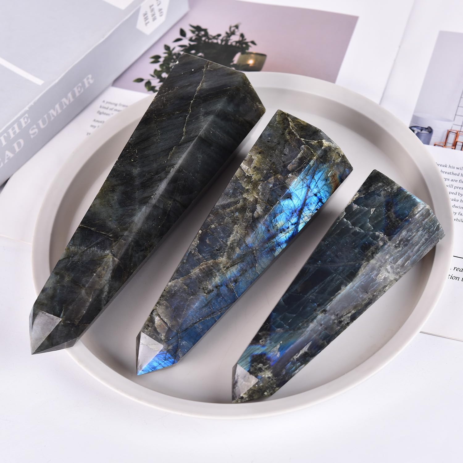SMOHEAL Labradorite tower crystal grid tool for intentional layouts