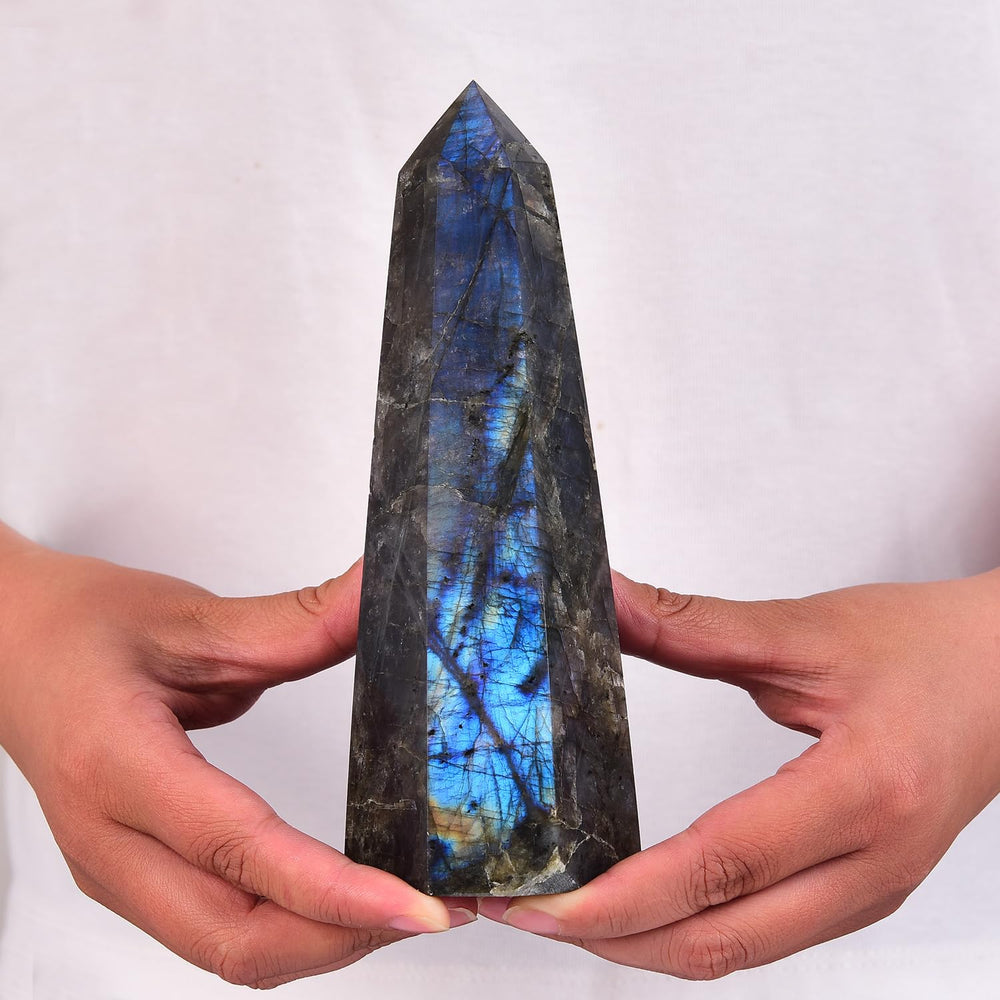 SMOHEAL Labradorite tower energy focus shown with subtle color shifts