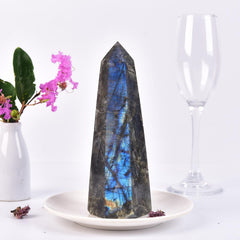 SMOHEAL Labradorite tower office decor adds serene energy to a desk